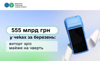555 млрд грн у чеках за березень: виторг зріс майже на чверть